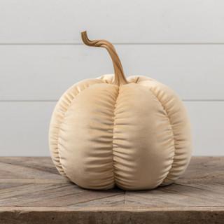 14" Off Yellow Fabric Pumpkin
