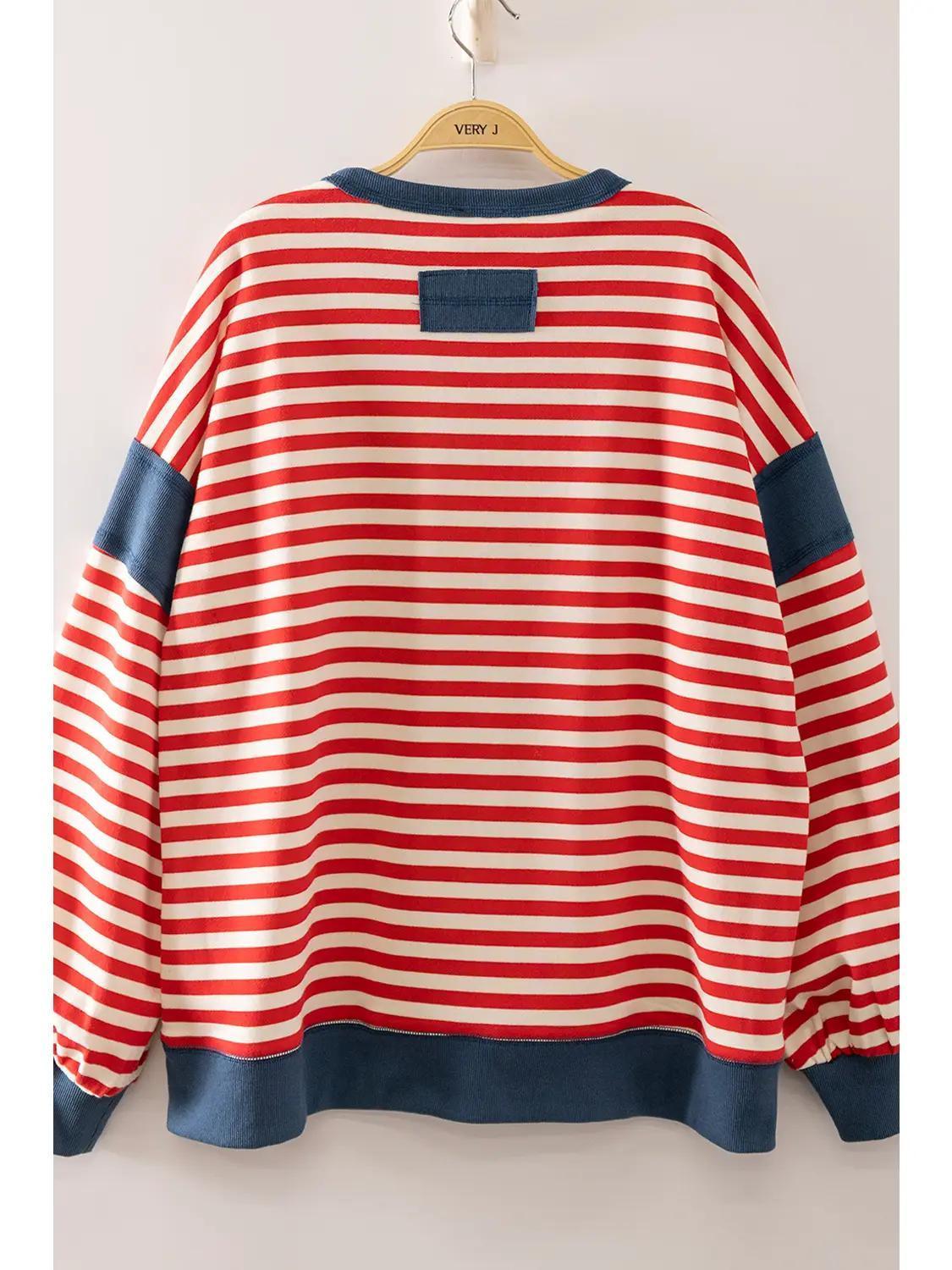Red/Cream Color Block Stripe Top Copy