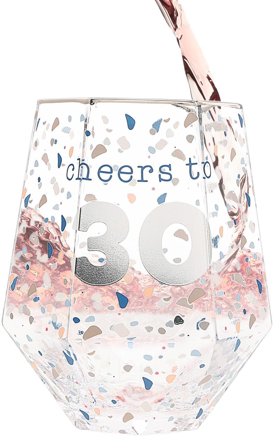 Cheers to 30 - 16 oz Geometric Glass