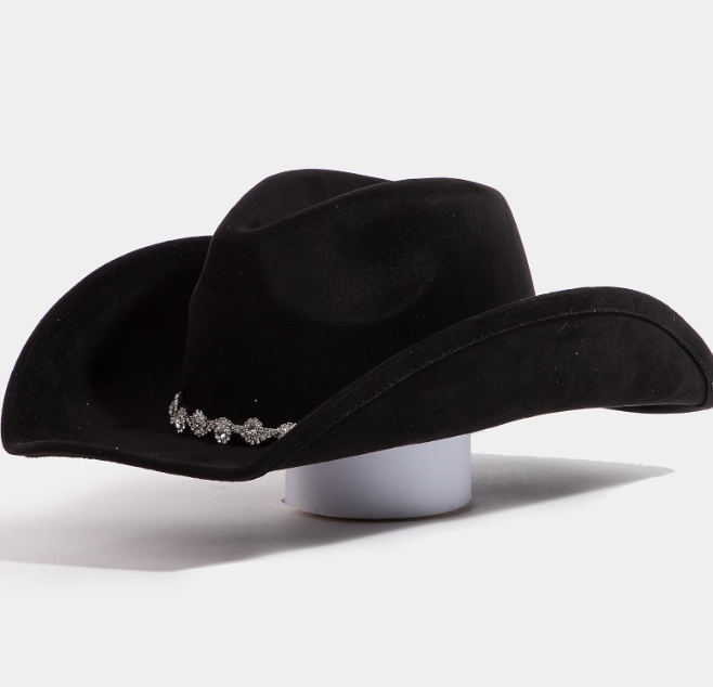 Black Rhinestone Link Western Hat