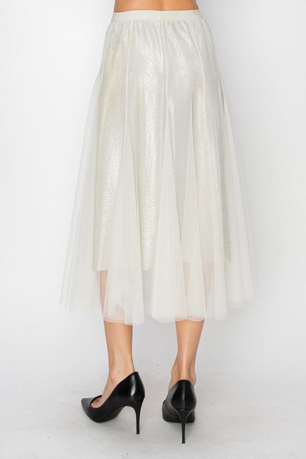 Beige Sparkly Skirt With Mesh Layer
