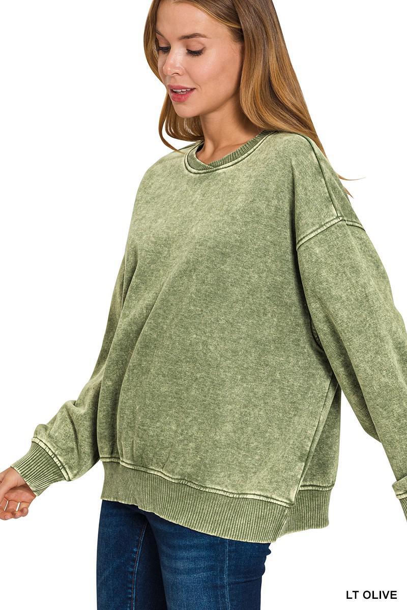 Acid Wash Oversized Fleece Pullover