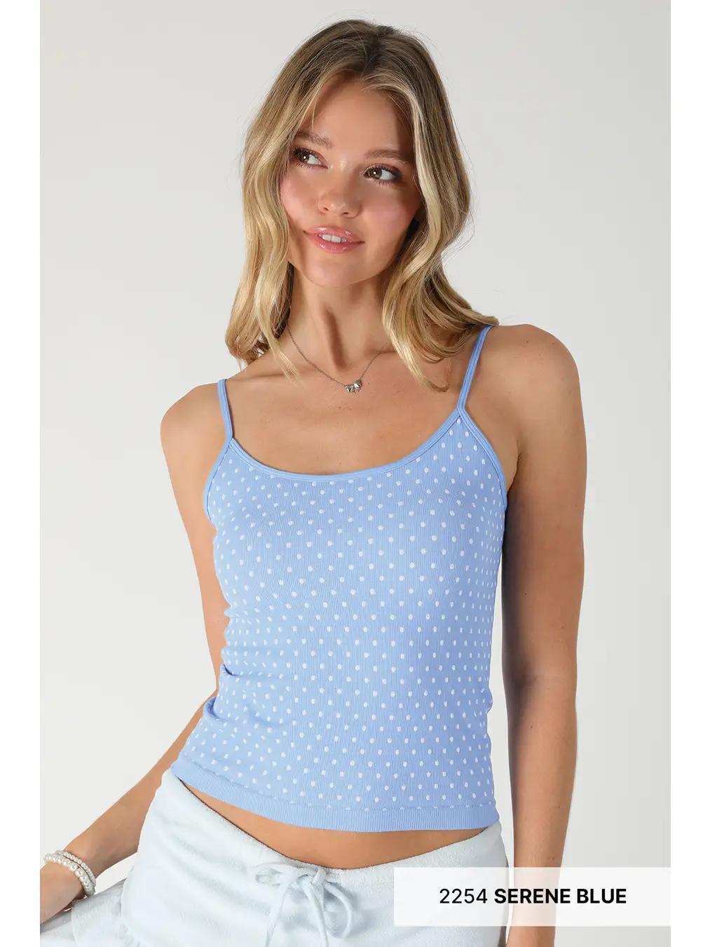White Polka Dot Strap Cami O/S