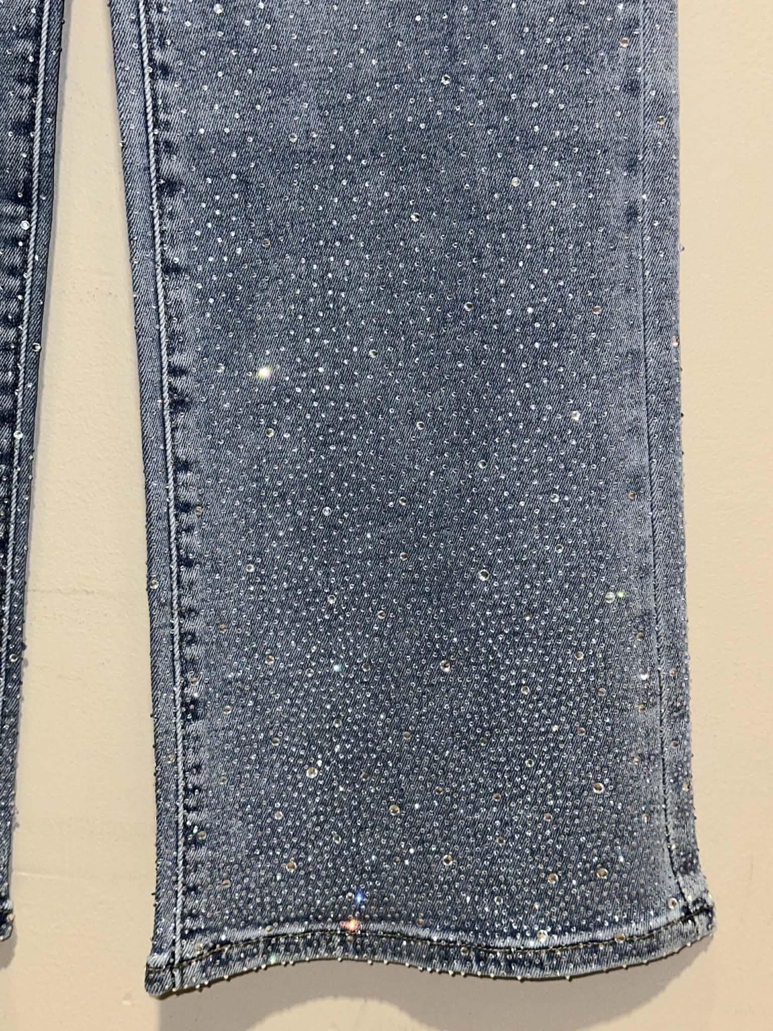 Nina Rossi Stone Embellished Wide Leg Jeans