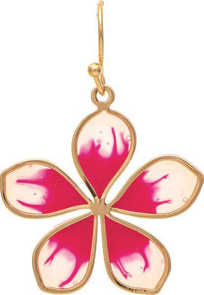 Gold Pink Enamel Delicate Flower Earring
