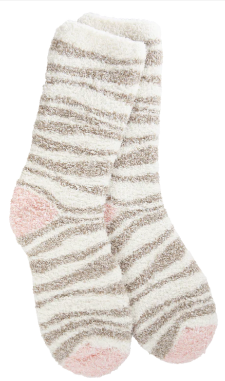 Neutral Zebra Crew Socks