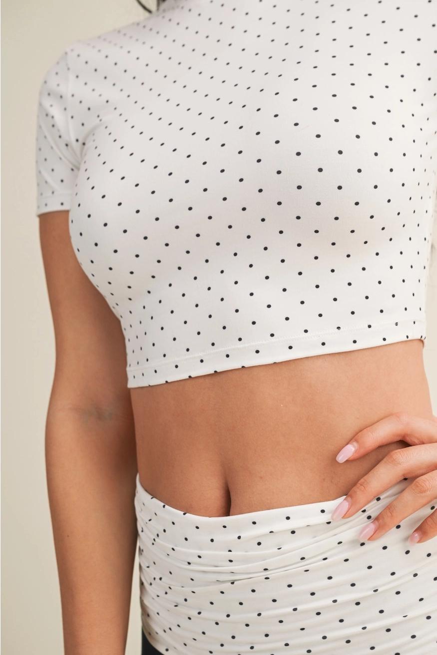 Polka Dot Soft Knit Jersey Crewneck Tee