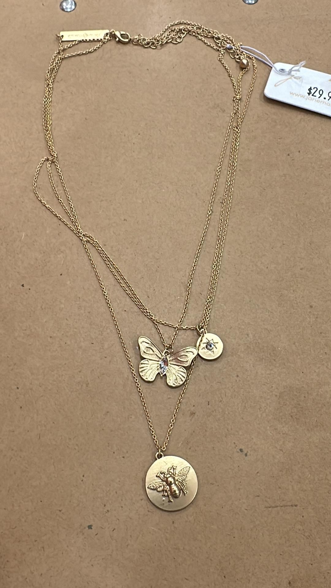Butterfly Disc Crystal Necklace
