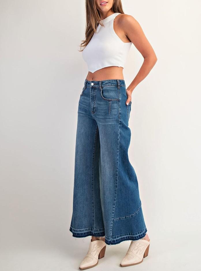 Frayed Pocket Boot Cut Jeans