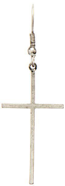 Silver Narrow Cross Earring