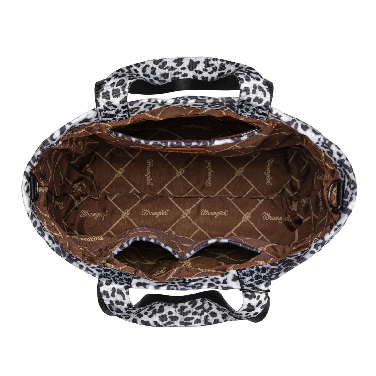 Wrangler Leopard Print Large Tote/Crossbody - Black