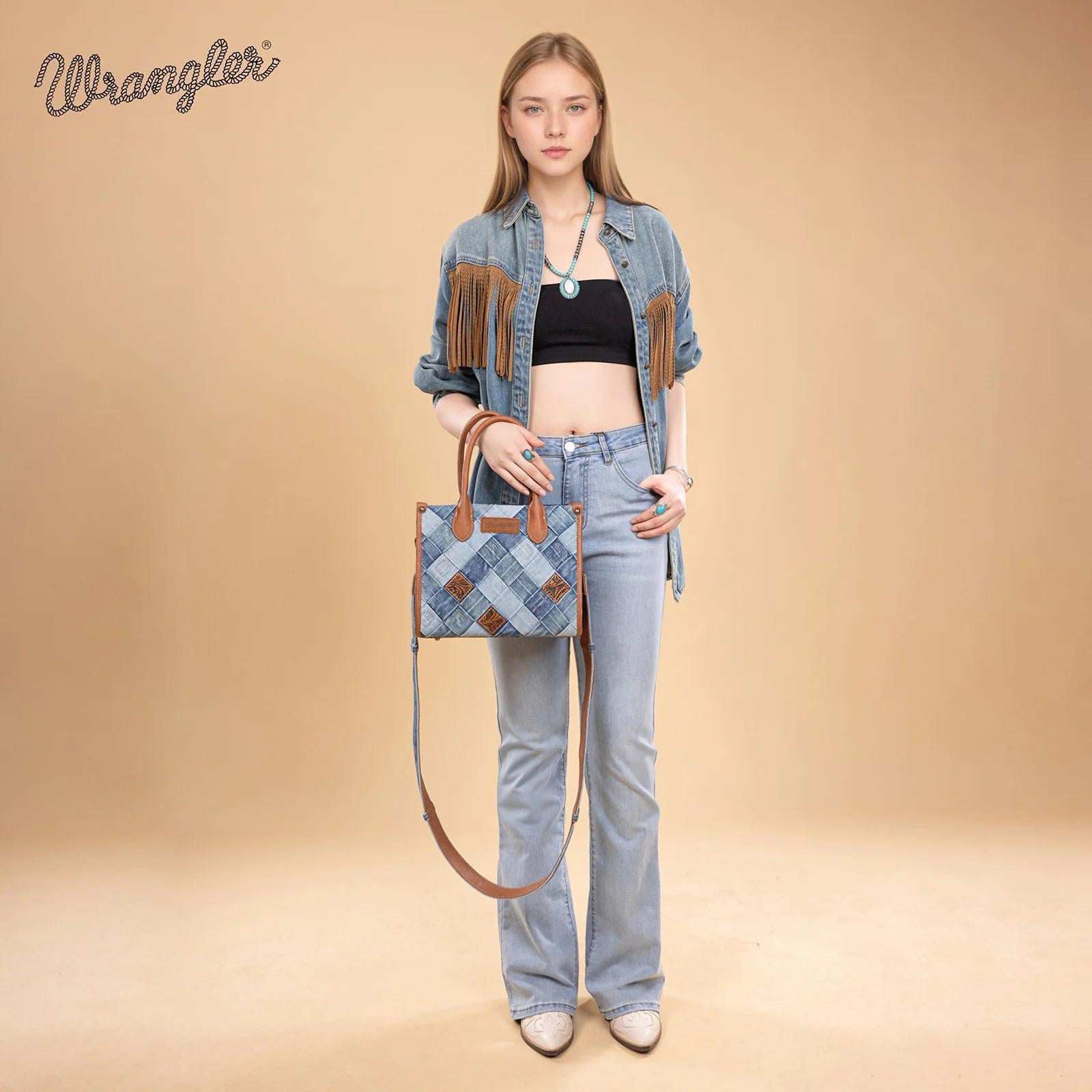 Wrangler Woven Denim Concealed Carry Tote/Crossbody