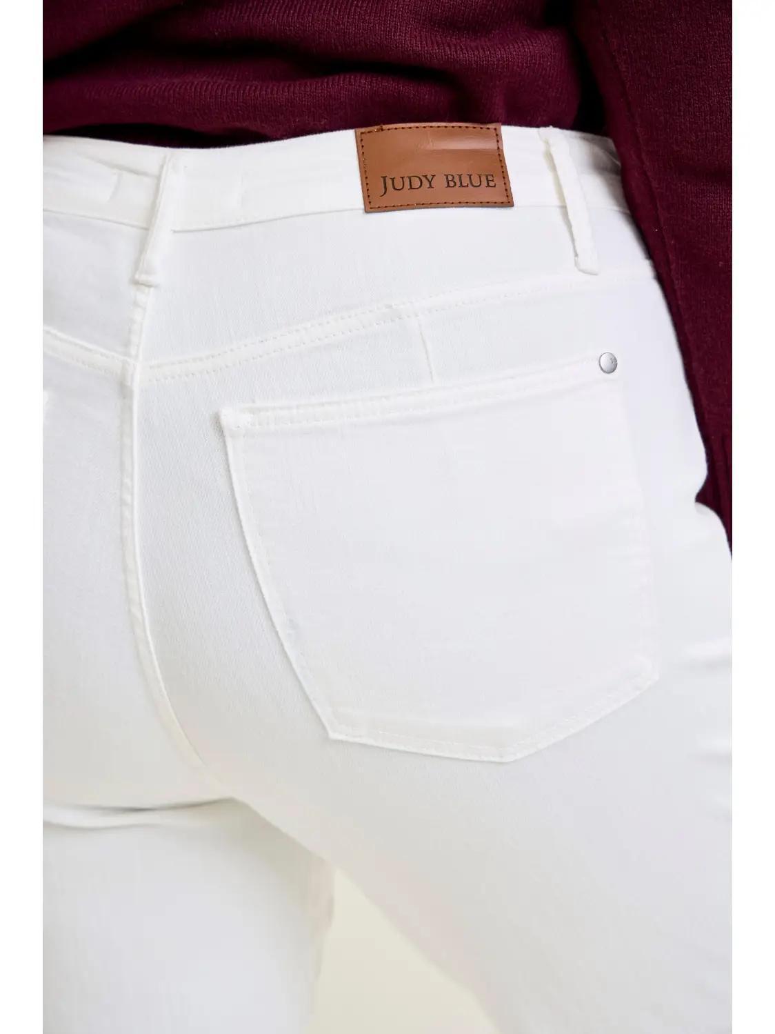 Judy Blue White HW Side Slit Slim Bootcut Jean