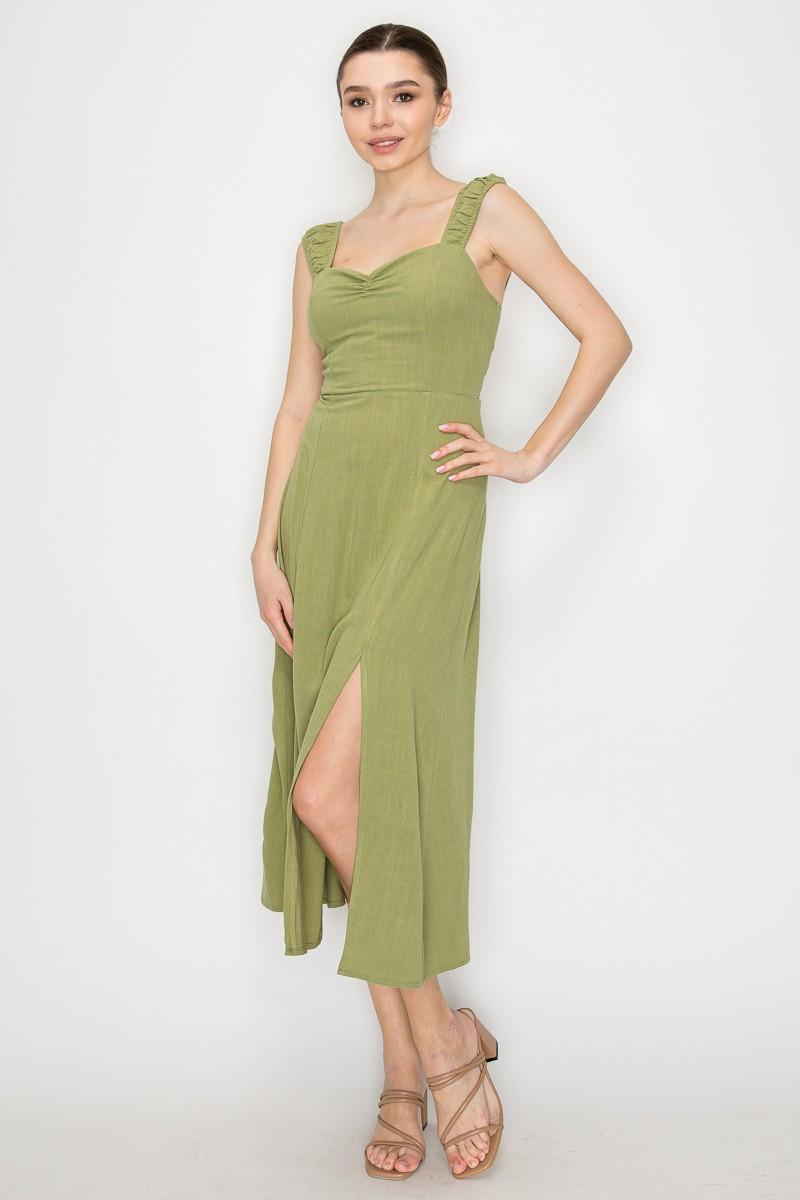 Back Lace-up Slit A-line Dress