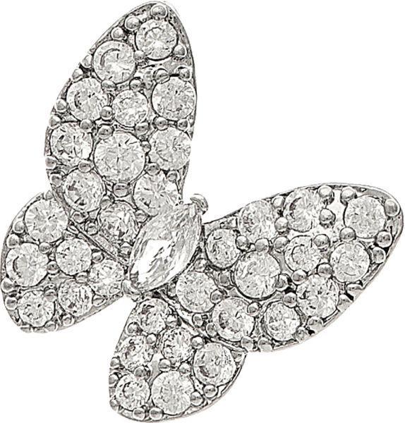 Silver Plate Cubic Zirconia Pave Butterfly Earring