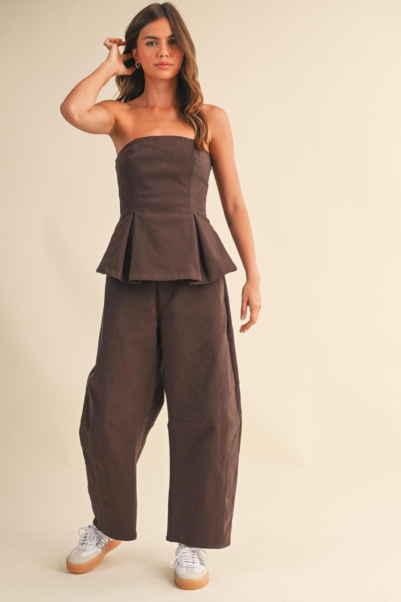Dark brown Barrel Pants
