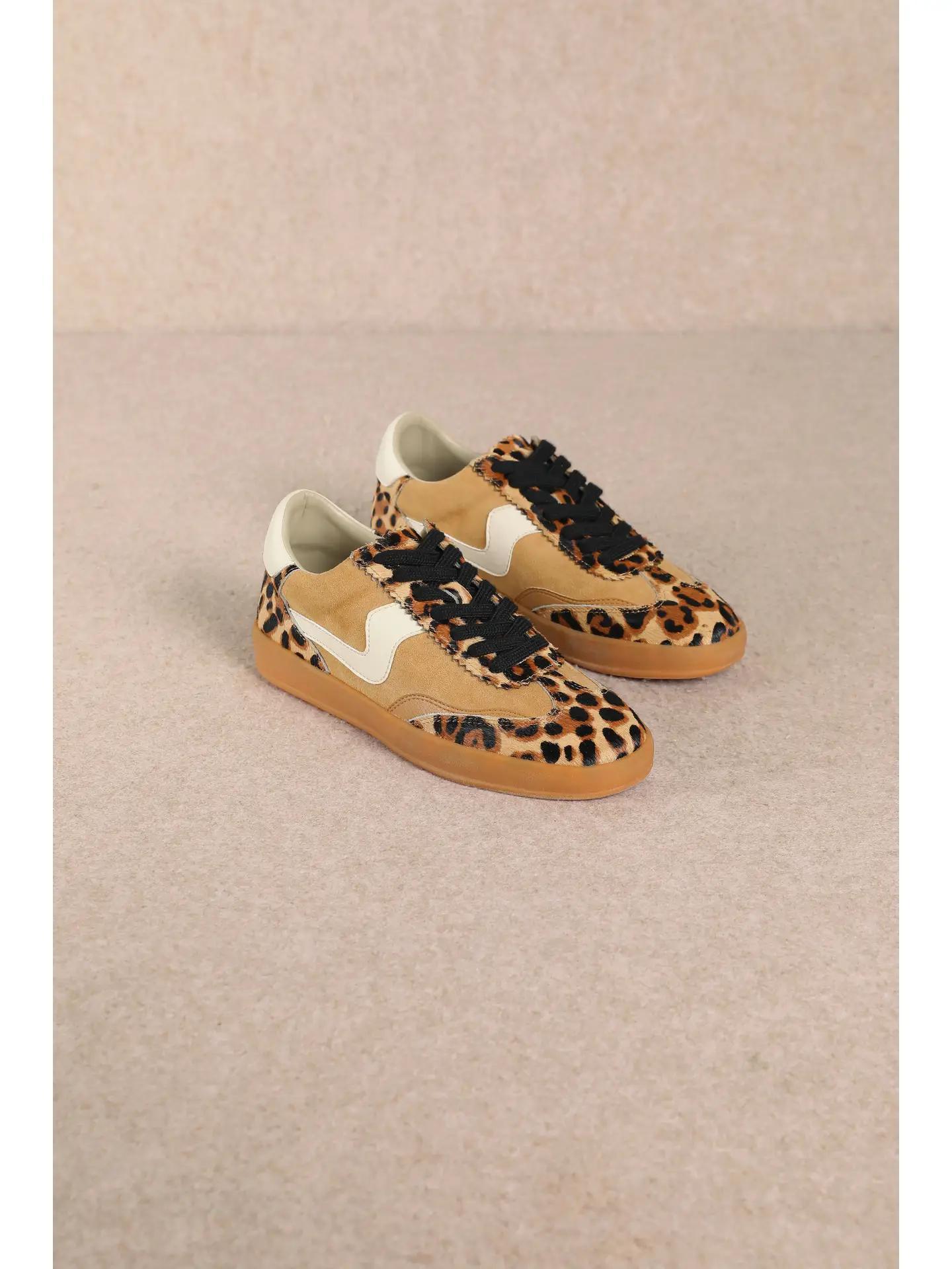 Destiny Leopard Textured Platform Lace-Up Trainers