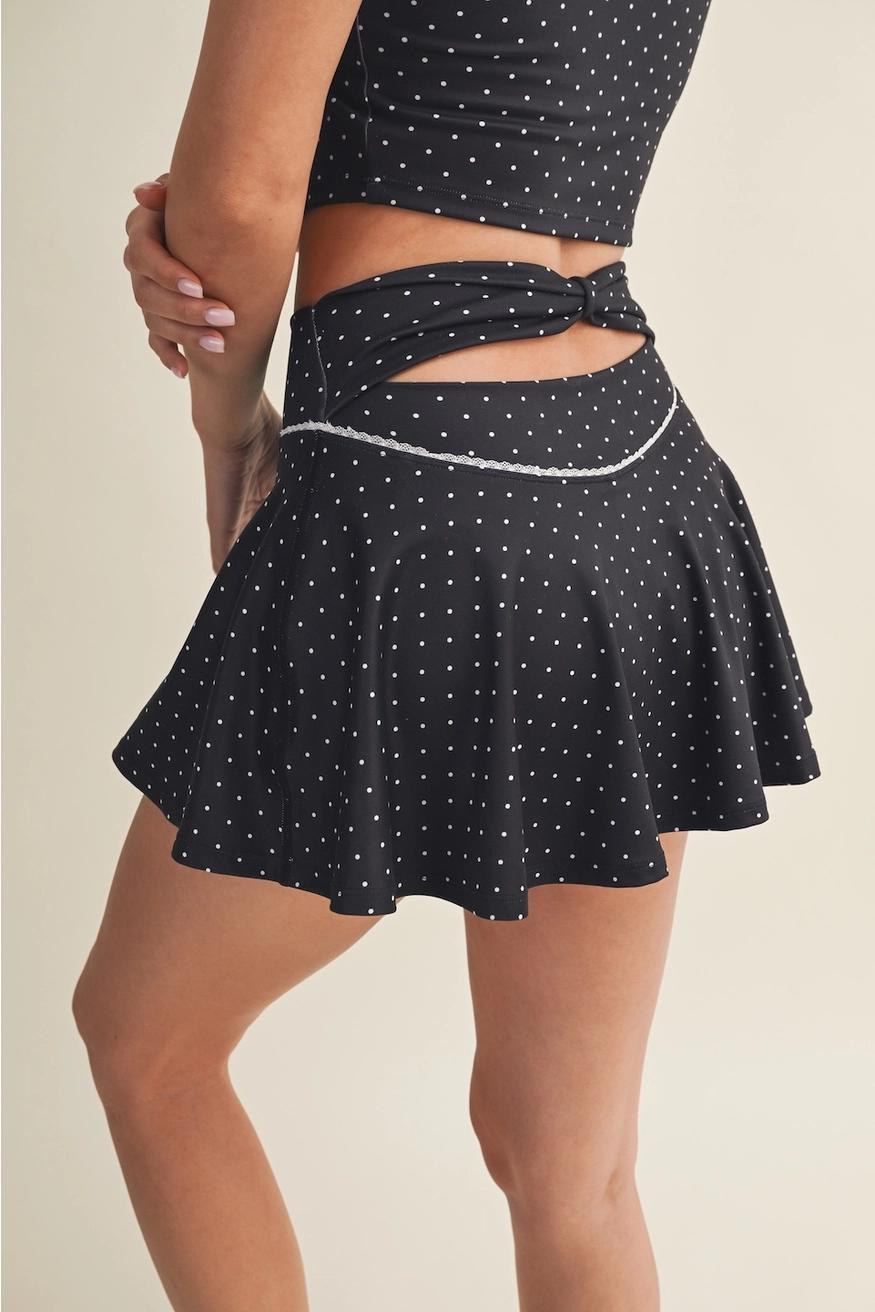 Black Polka Dot Top/Skort Athletic Set