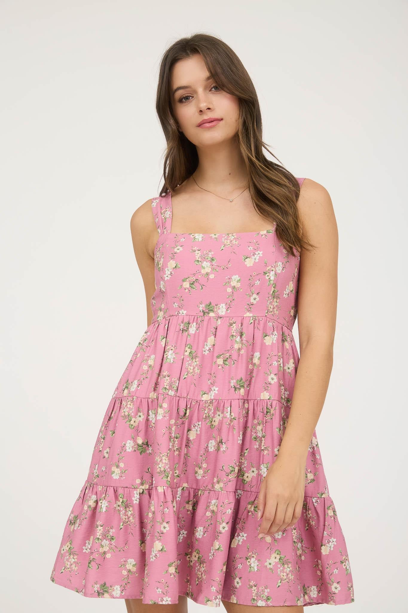 Floral Sleeveless Tiered Mini Dress