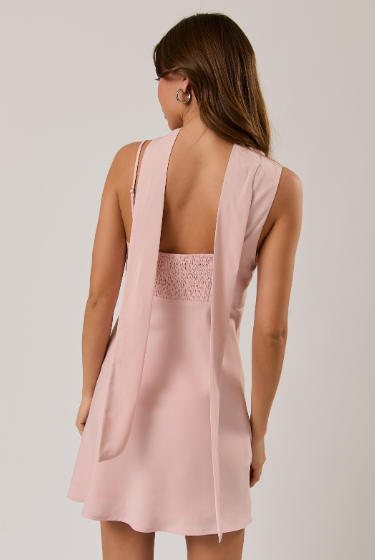 Asymmetrical Shoulder Scarf Detail Bias Dress