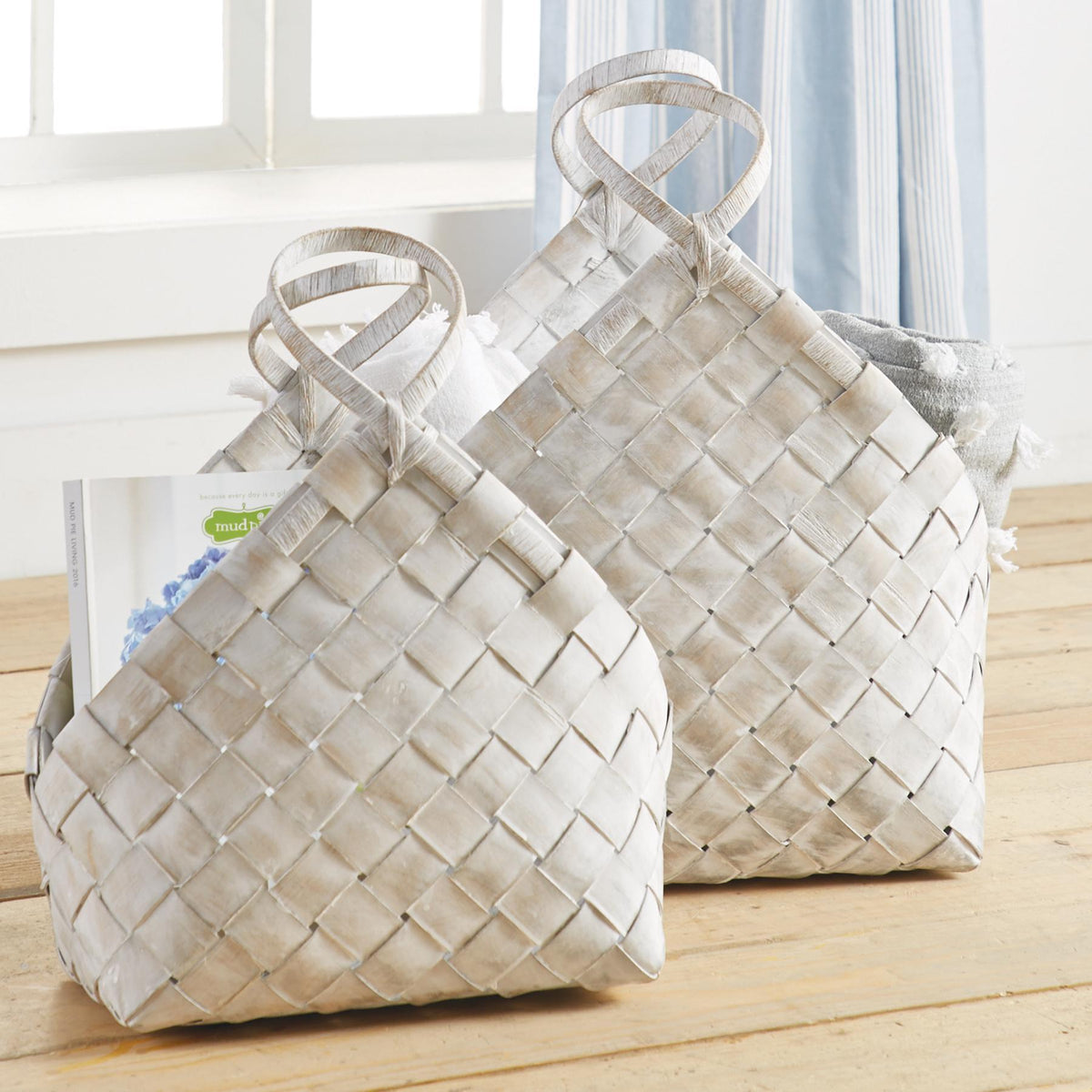 Whitewashed Woven Basket