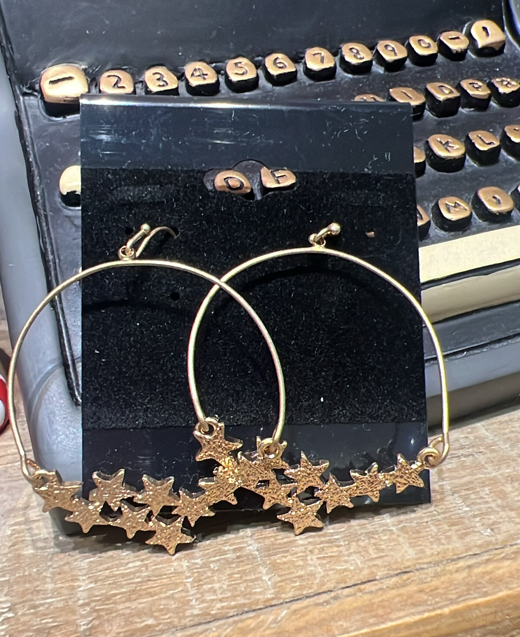 Gold Star Cluster Hoop Earrings