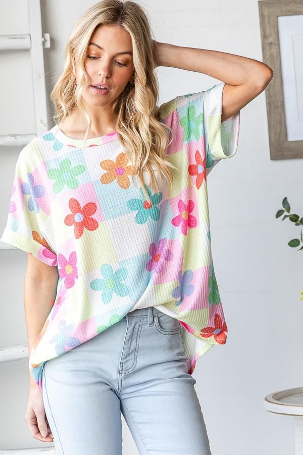 Short Sleeve Floral Print Top