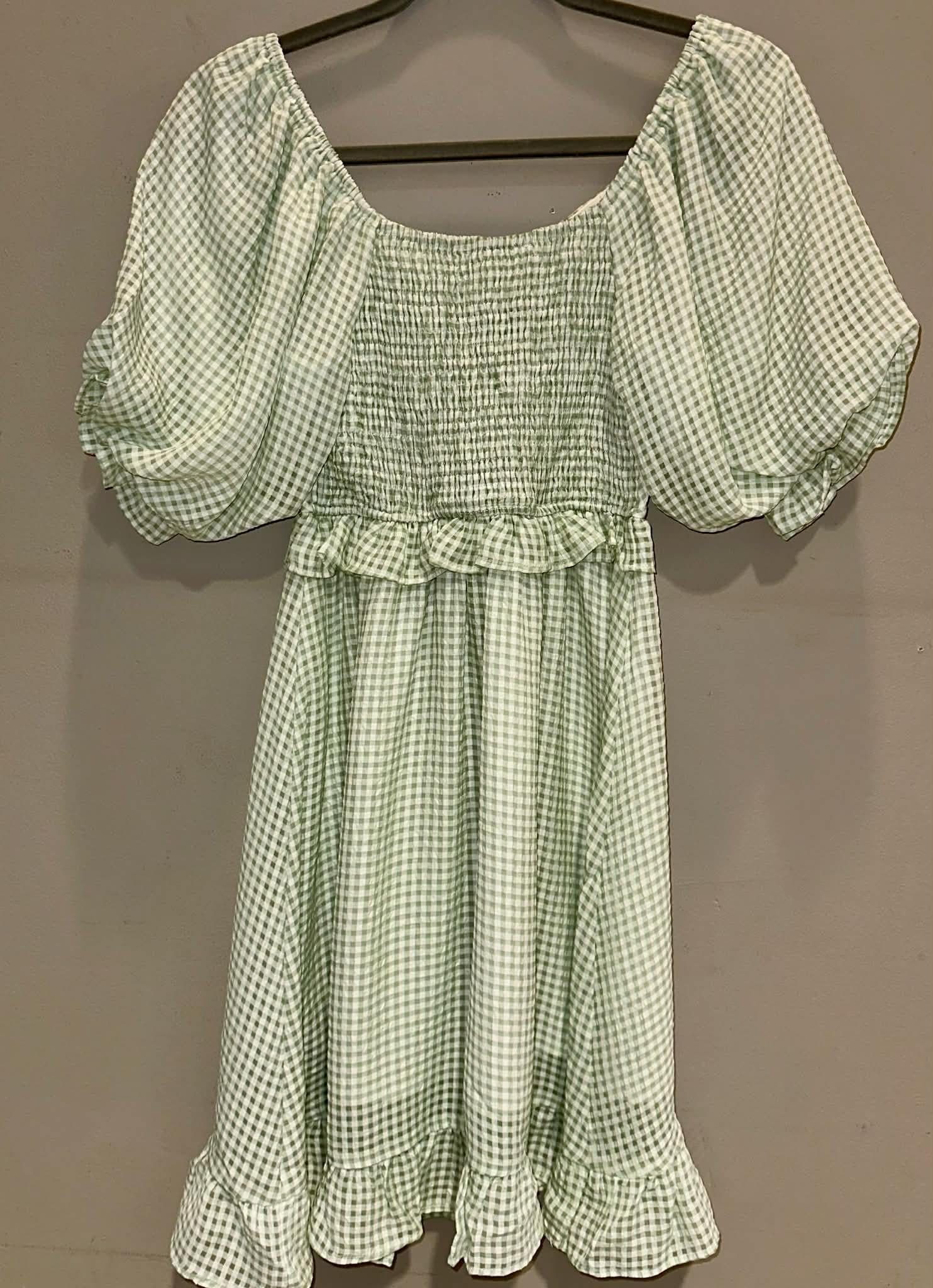 Green Gingham Reversible Dress