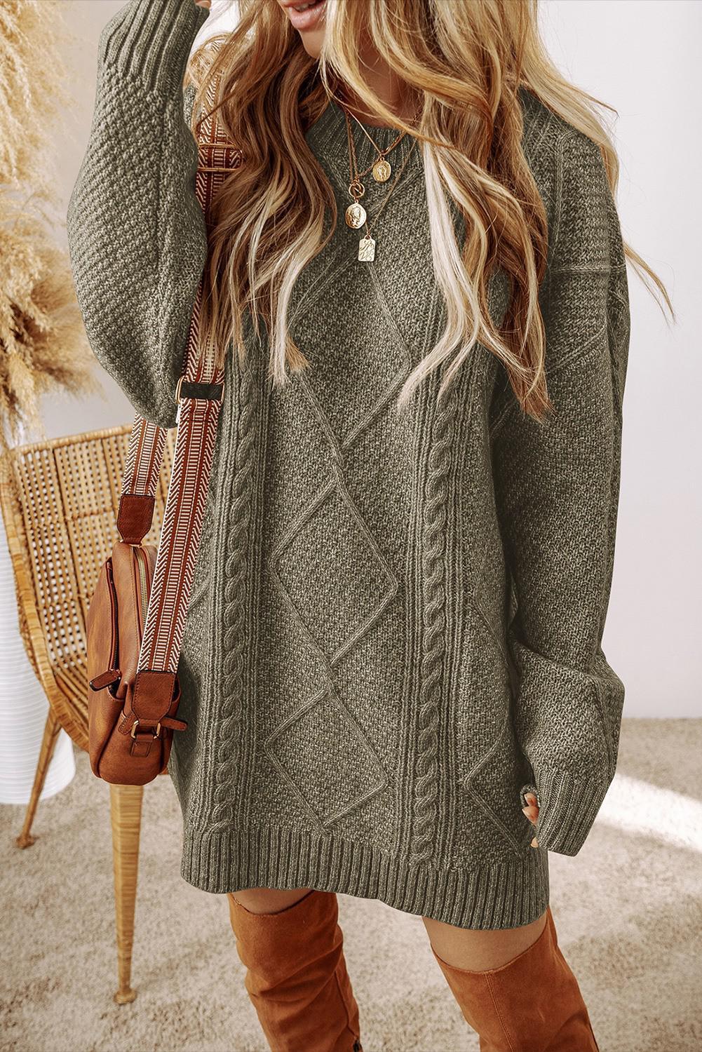 Cable Knit Drop Sweater Dress