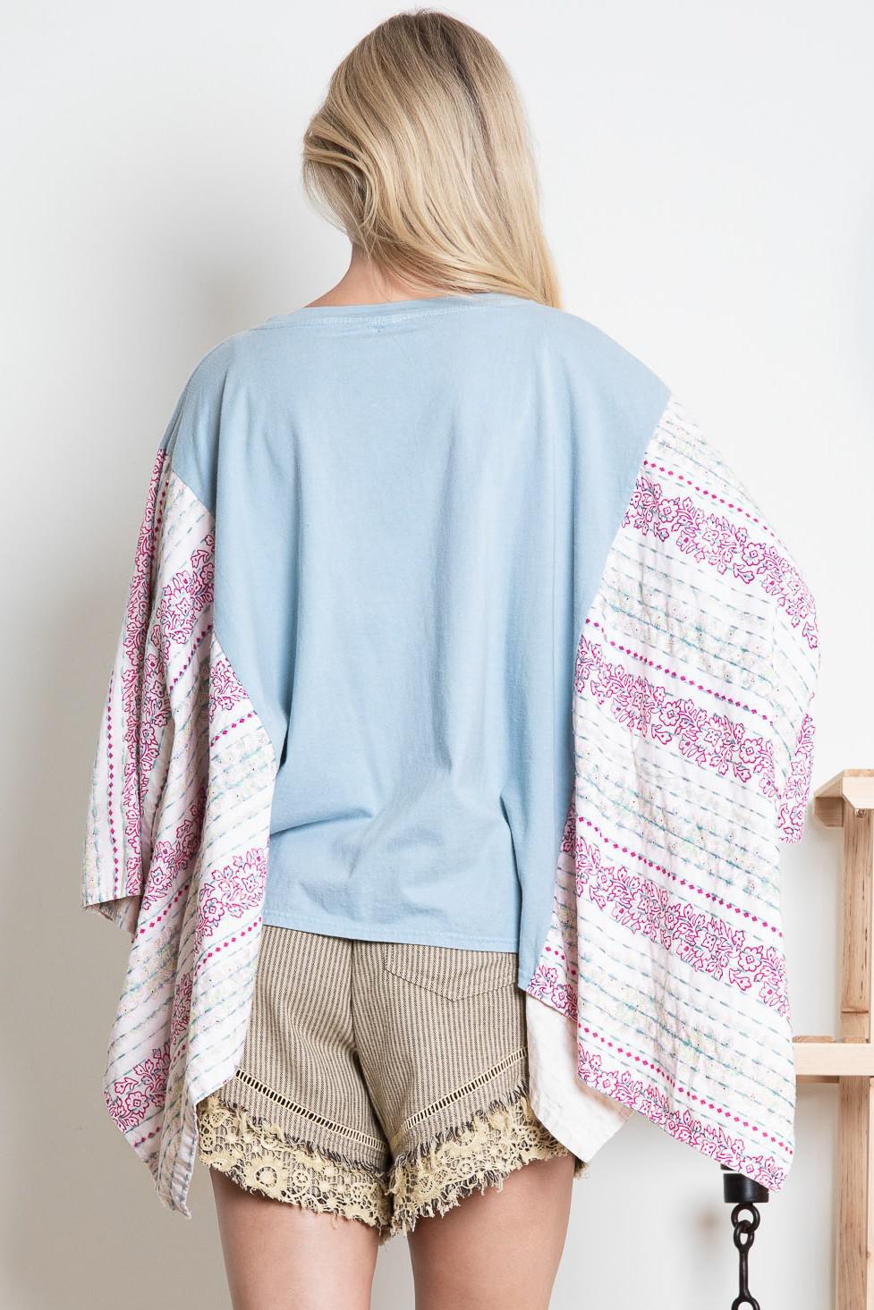 Kid Rock Print Pancho Sleeve Top