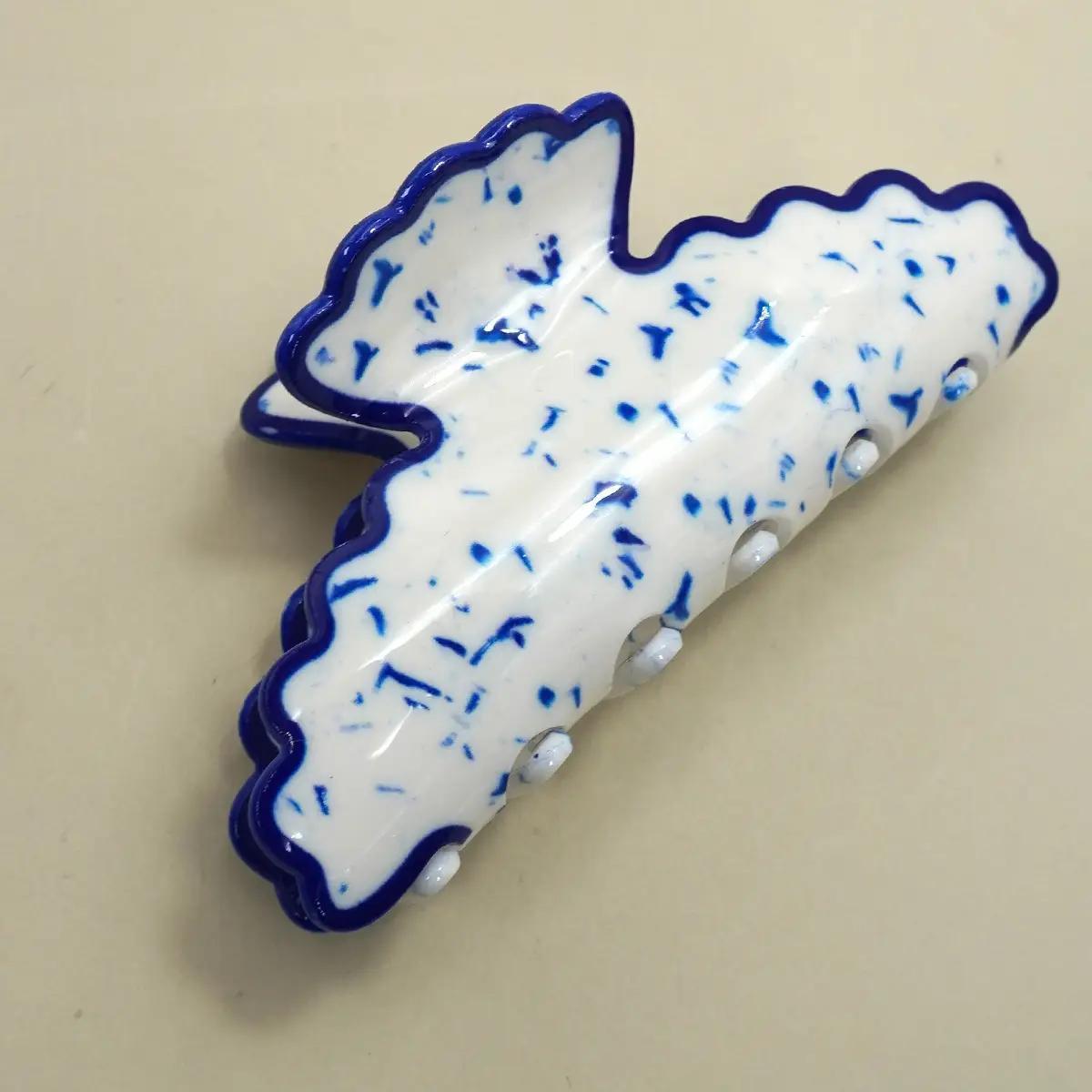Vintage Porcelain Style Half Moon Hair Claw Clips