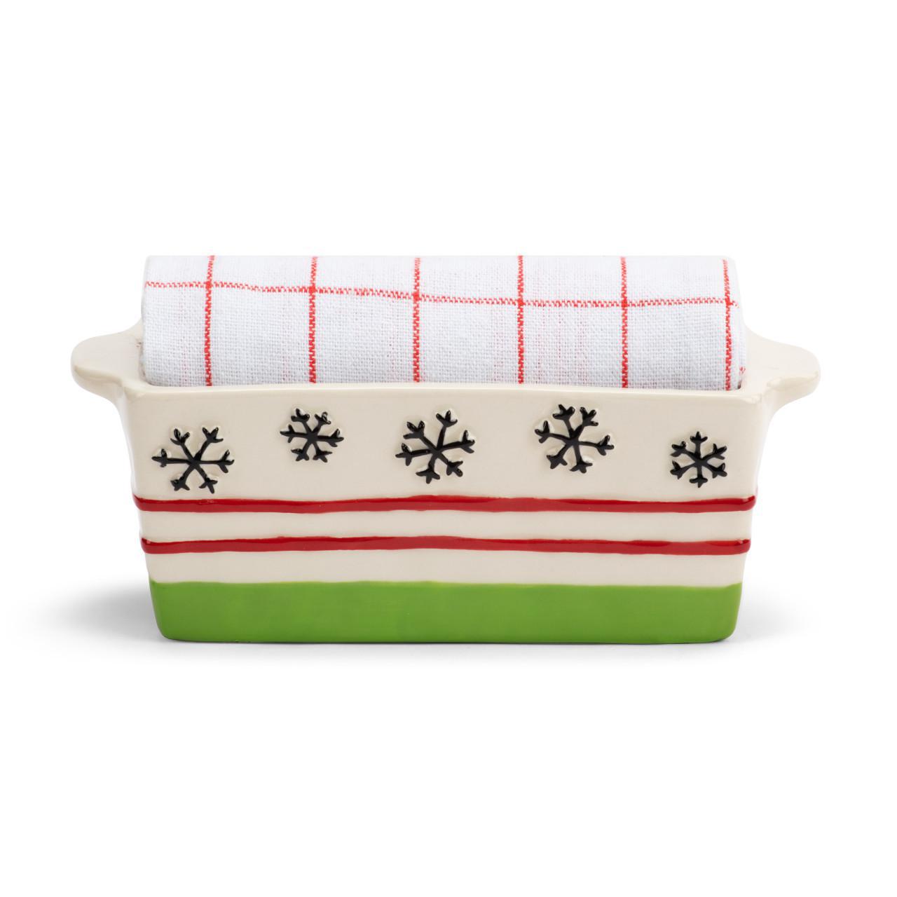Mini Loaf Pan with Towel Set - Snowflakes