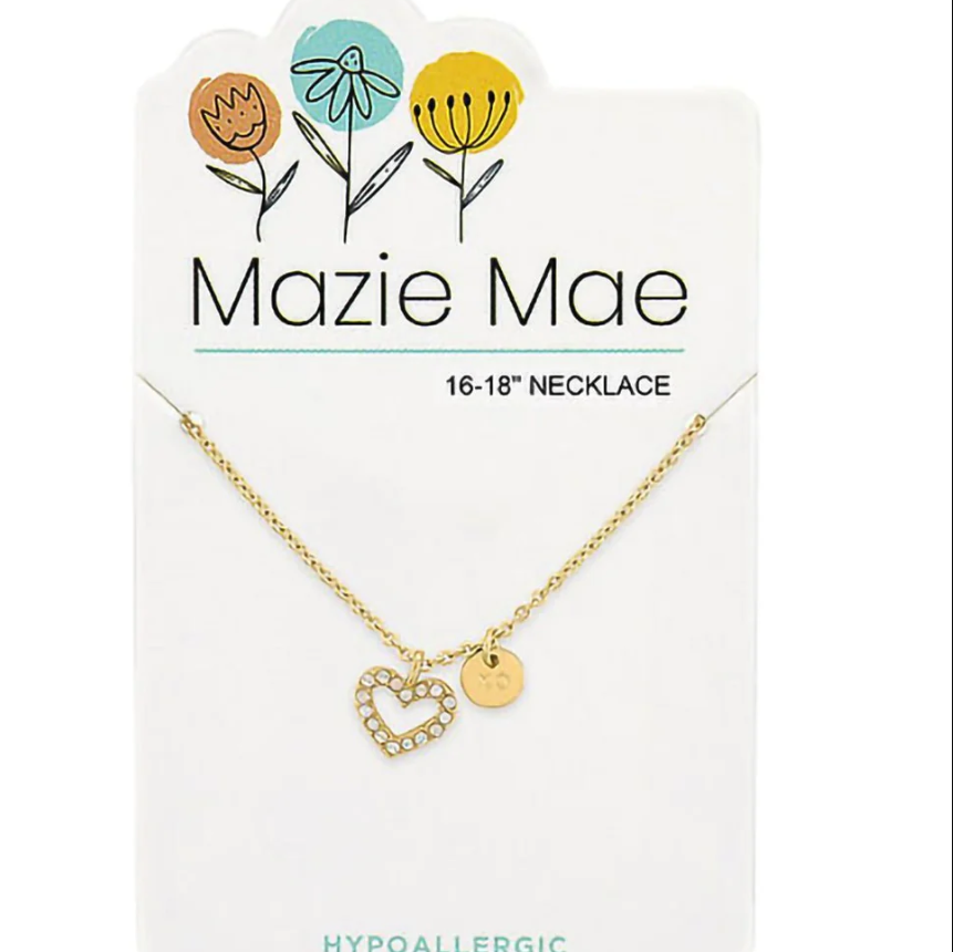 Gold Open White Opal Heart & "XO" Dangle Mazie Mae Necklace