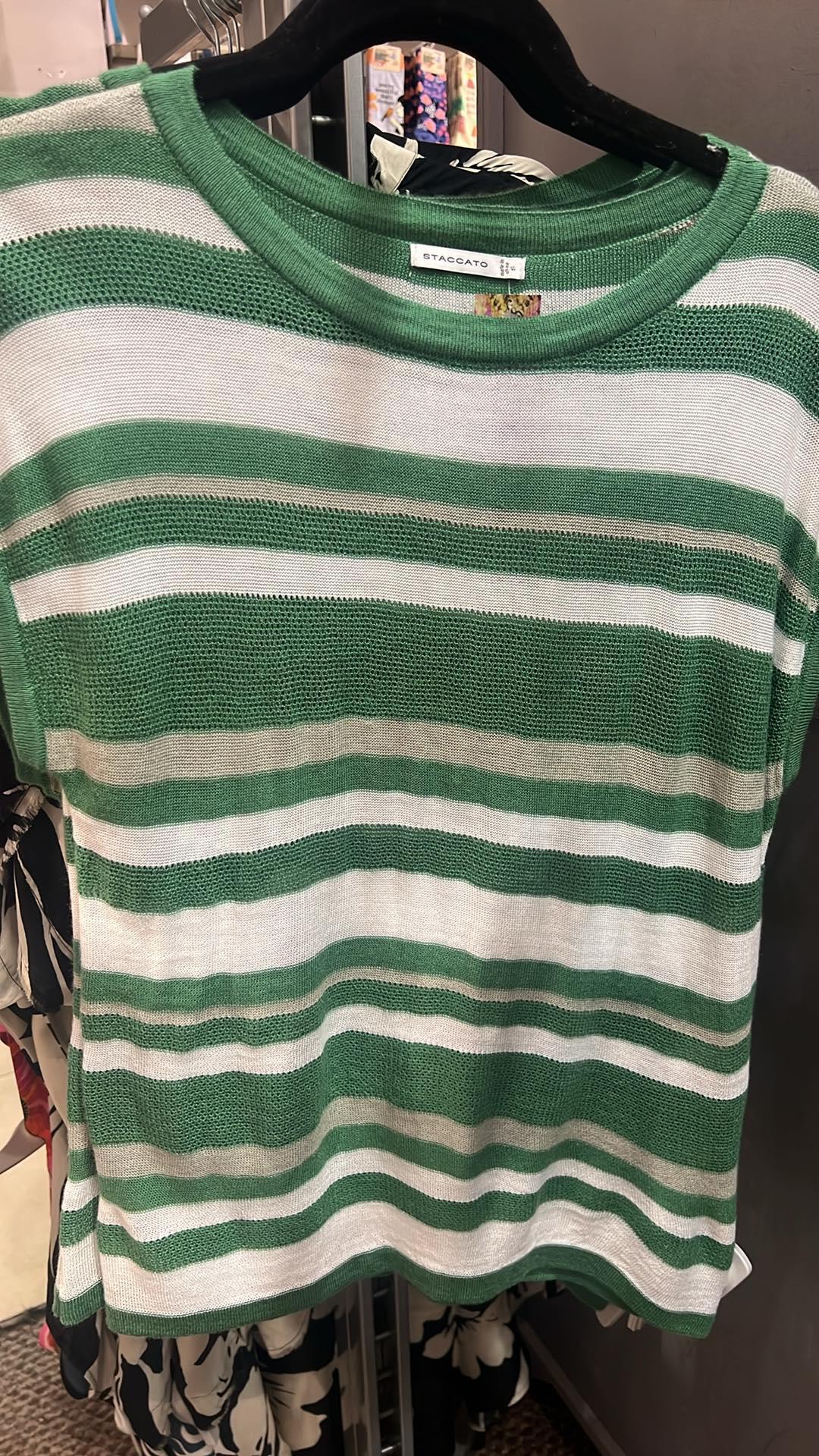 Green Stripe Sleeveless Top