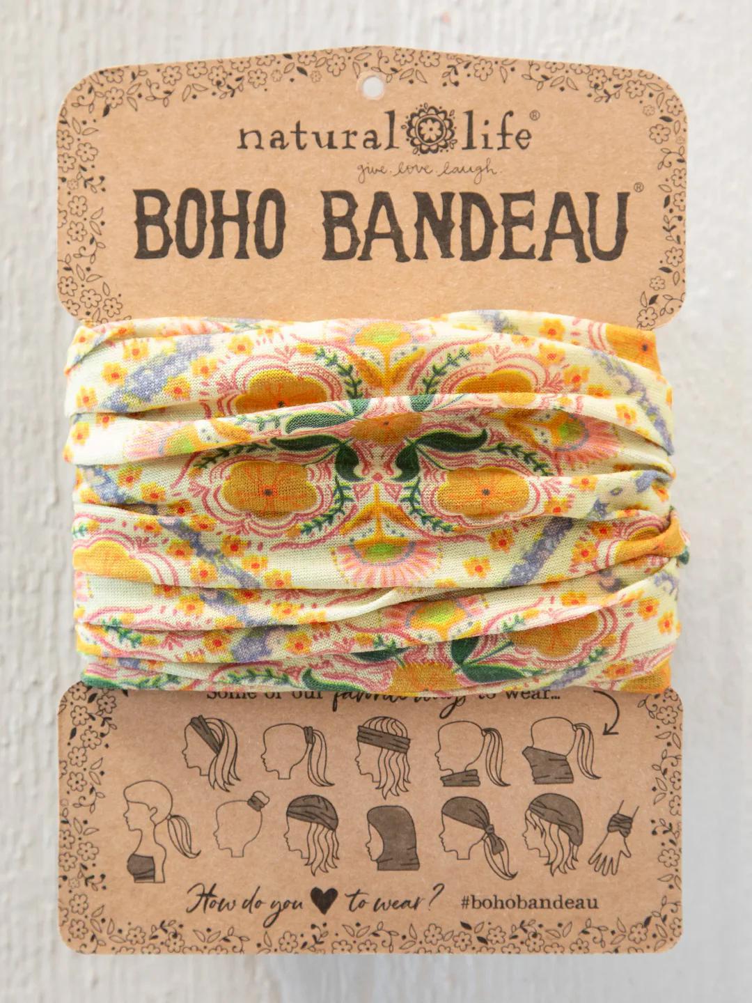 Full Boho Bandeau® Headband - Diamond Block Cream