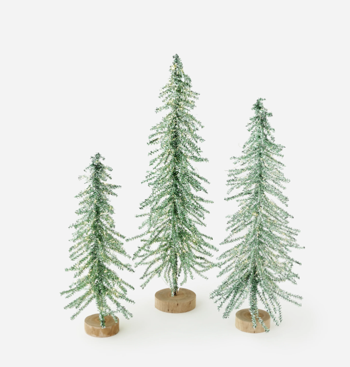 Mini Light-Up Tinsel Trees