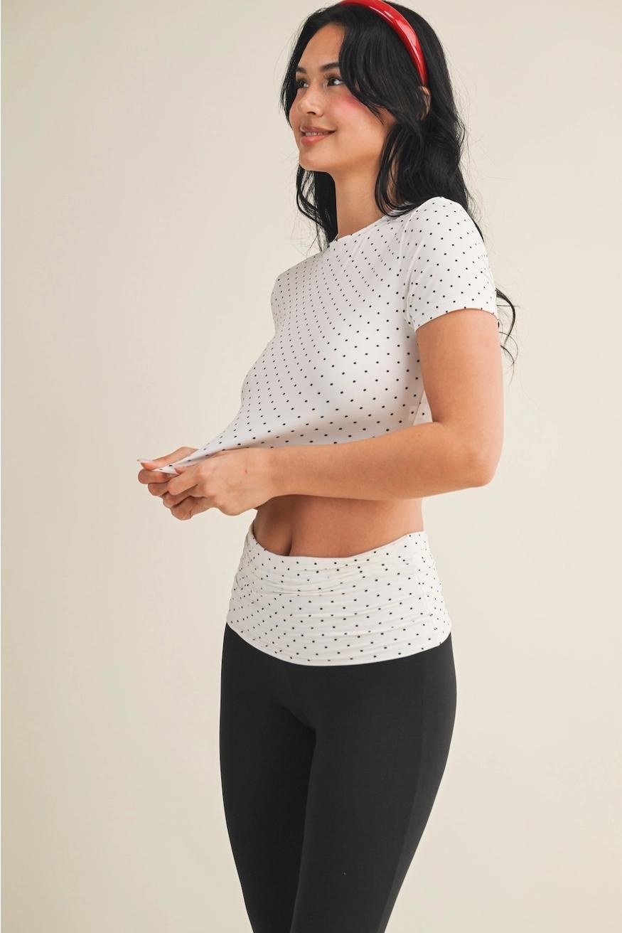 Polka Dot Soft Knit Jersey Crewneck Tee