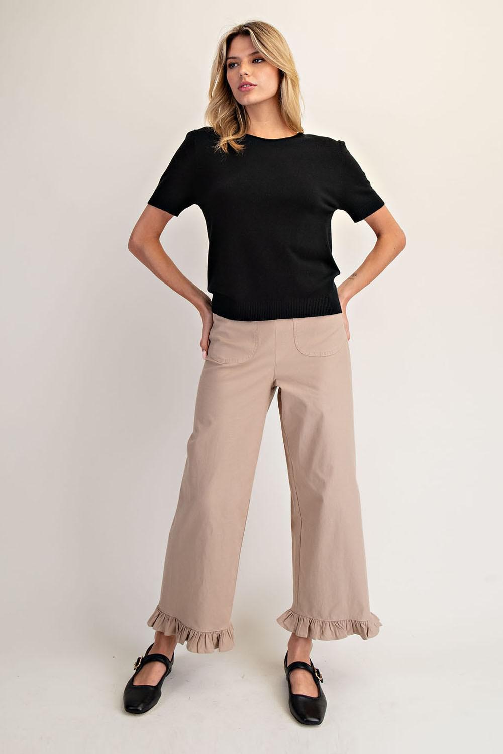 Solid Black Round Neck Short Sleeve Sweater
