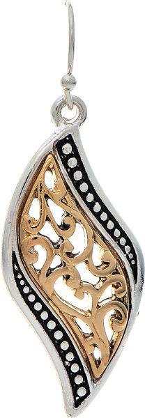 Two Tone Gold Filigree Ellipse Earring
