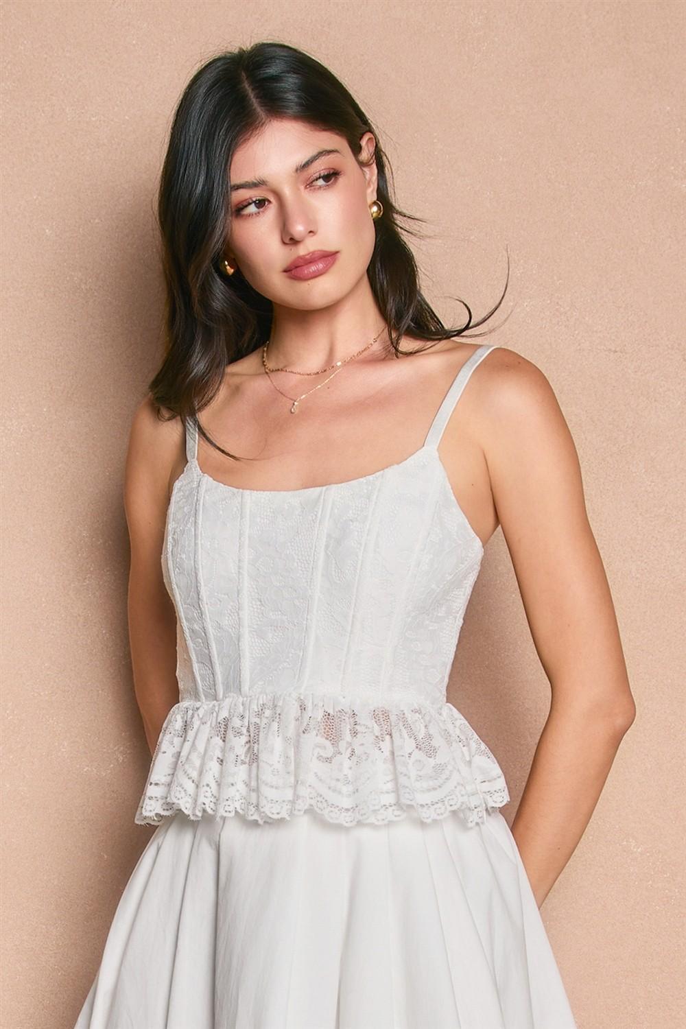 Off-White Lace Corset Peplum Top