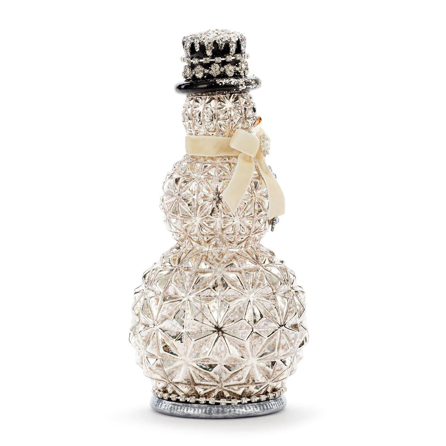 Mercury Glass Sparkle Lit Snowman Figure - 6x11in