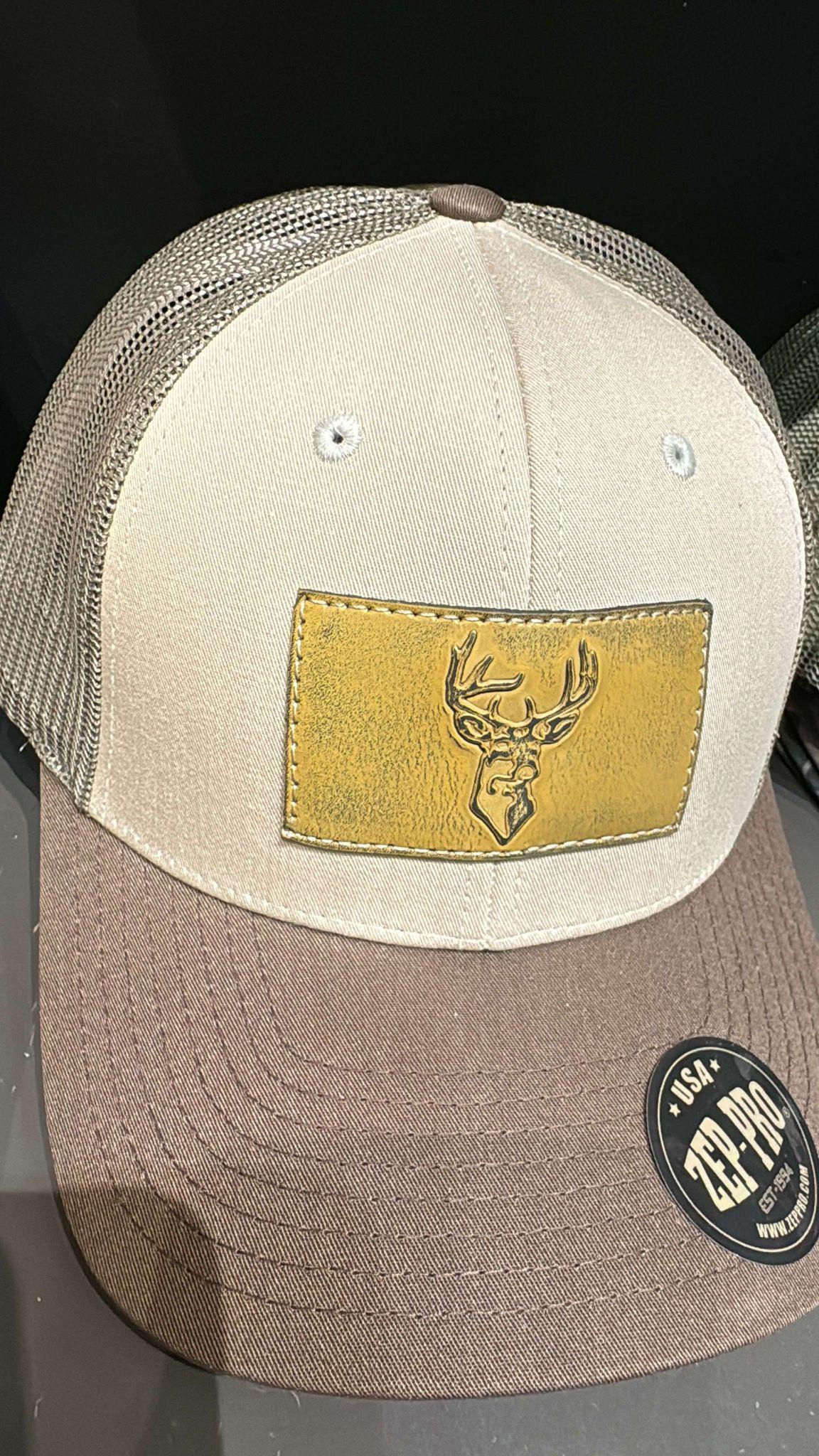 Leather Buck Patch Hat Tan/Loden/Brown