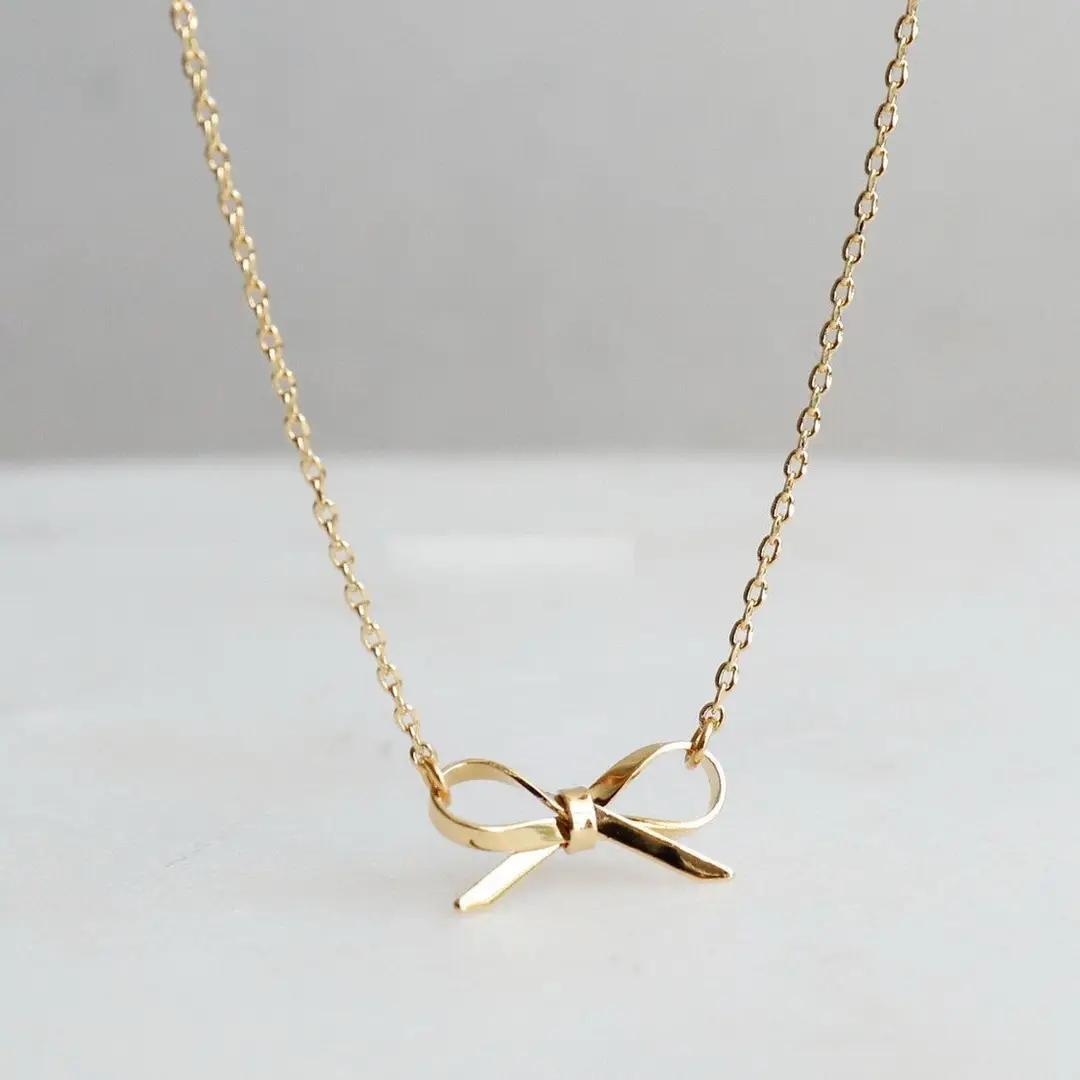 18K Stainless Steel Tarnish Free Bow Necklace