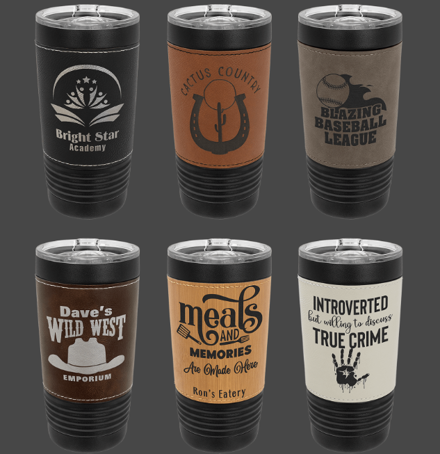 Polar Camel 20 oz. Black Leatherette Tumbler