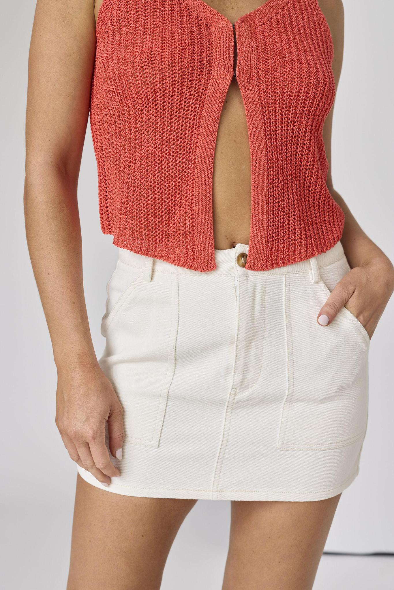 White Denim Mini Skirt