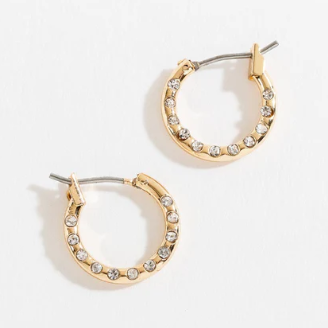 Gold Hoop With Stone Earrings