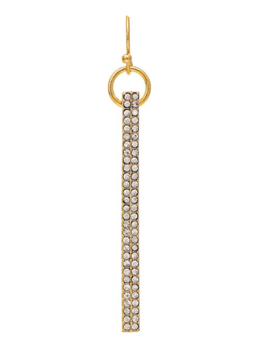 Gold Crystal Pave Bar Drop Earring