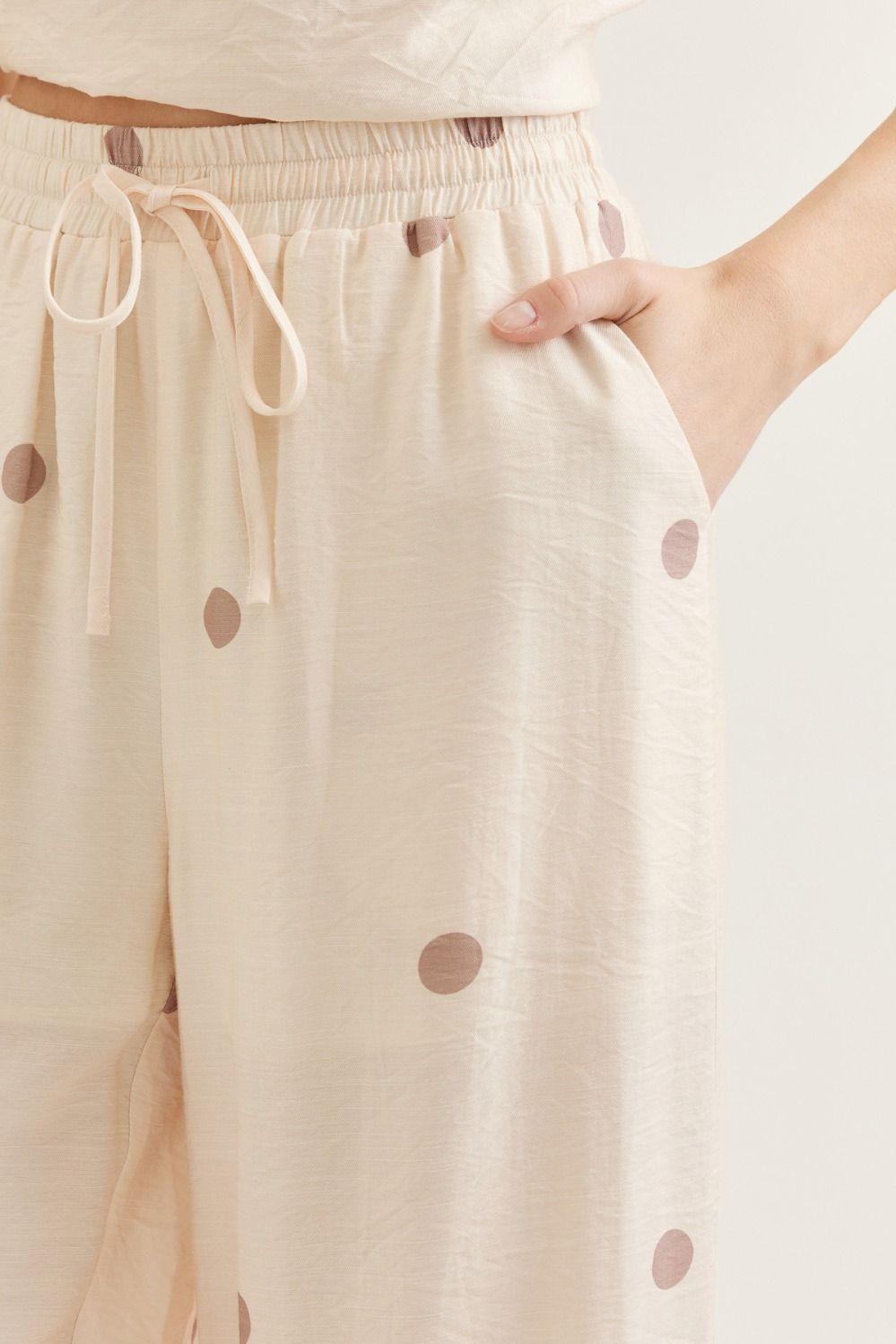 Ecru Polka-Dot Linen Set
