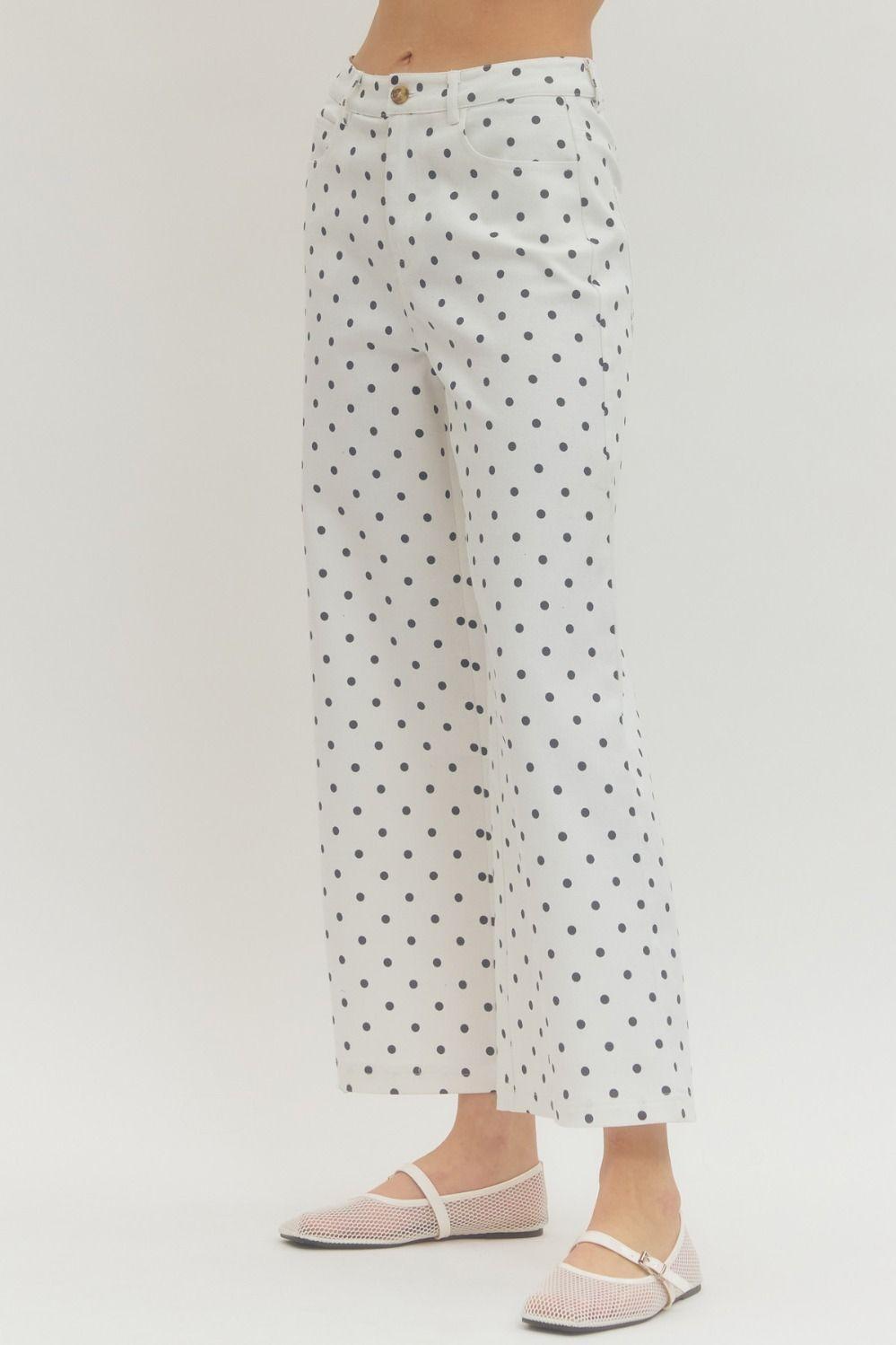 Polka-Dot Denim Pants