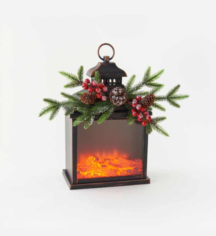 Fire Light Lantern with Berry Sprig with Gift Box